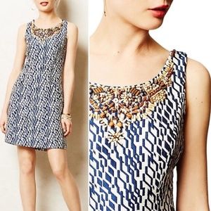 Anthropologie Blue and White Midi Dress